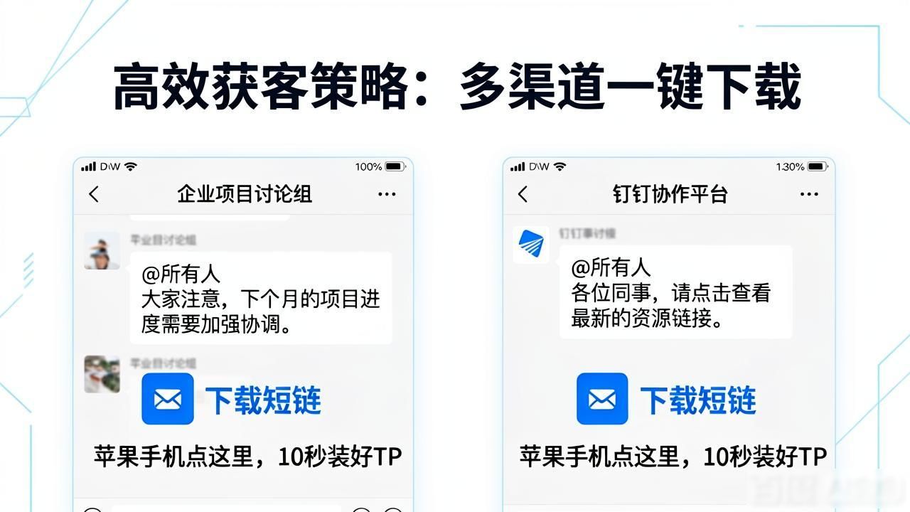企业微信钉钉下载短链推广_TP官网下载苹果版的使用场景与推广策略_移动办公苹果版下载